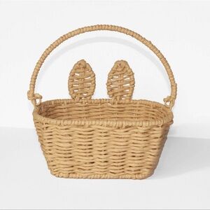 Woven Bunny Ear Easter Basket Neutral Farmhouse Spring Decor
